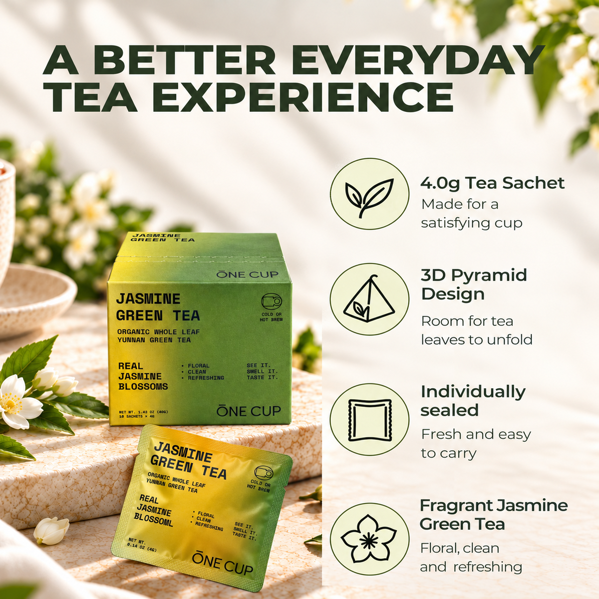 Jasmine Green Tea – Whole Leaf Tea Bags
