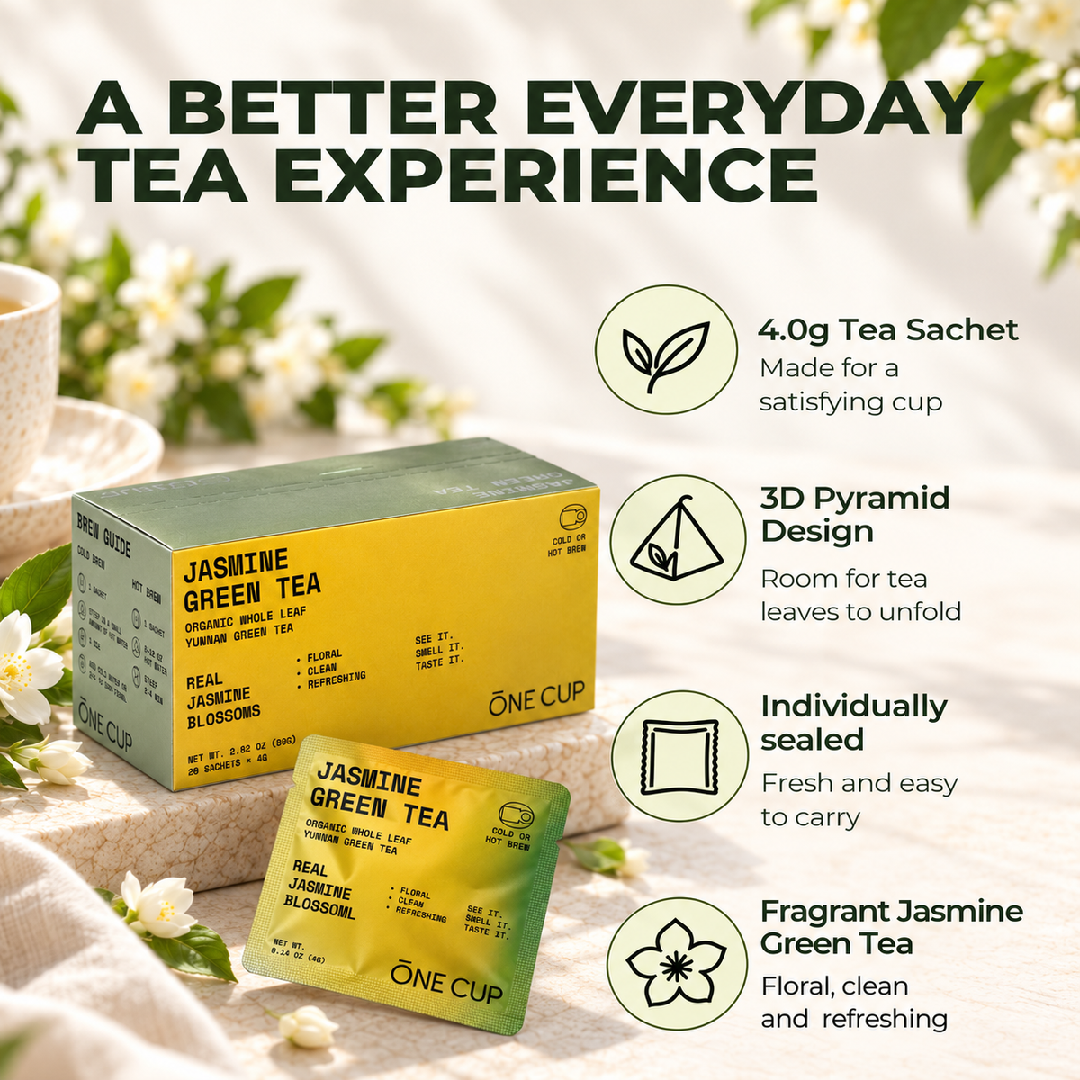 Jasmine Green Tea – Whole Leaf Tea Bags